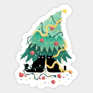 Suspicious Cats Christmas Sticker